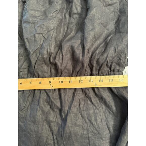 FRAME Off The Shoulder Dress Women's Large Black Linen Belted MSRP $375 - Picture 5 of 8